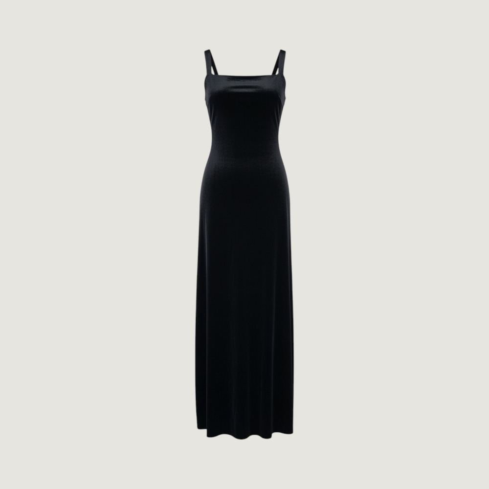 Vtg Y2K Reggio Velvet Maxi Dress Womens 4 Beaded Strap Back Cutout Side Slit